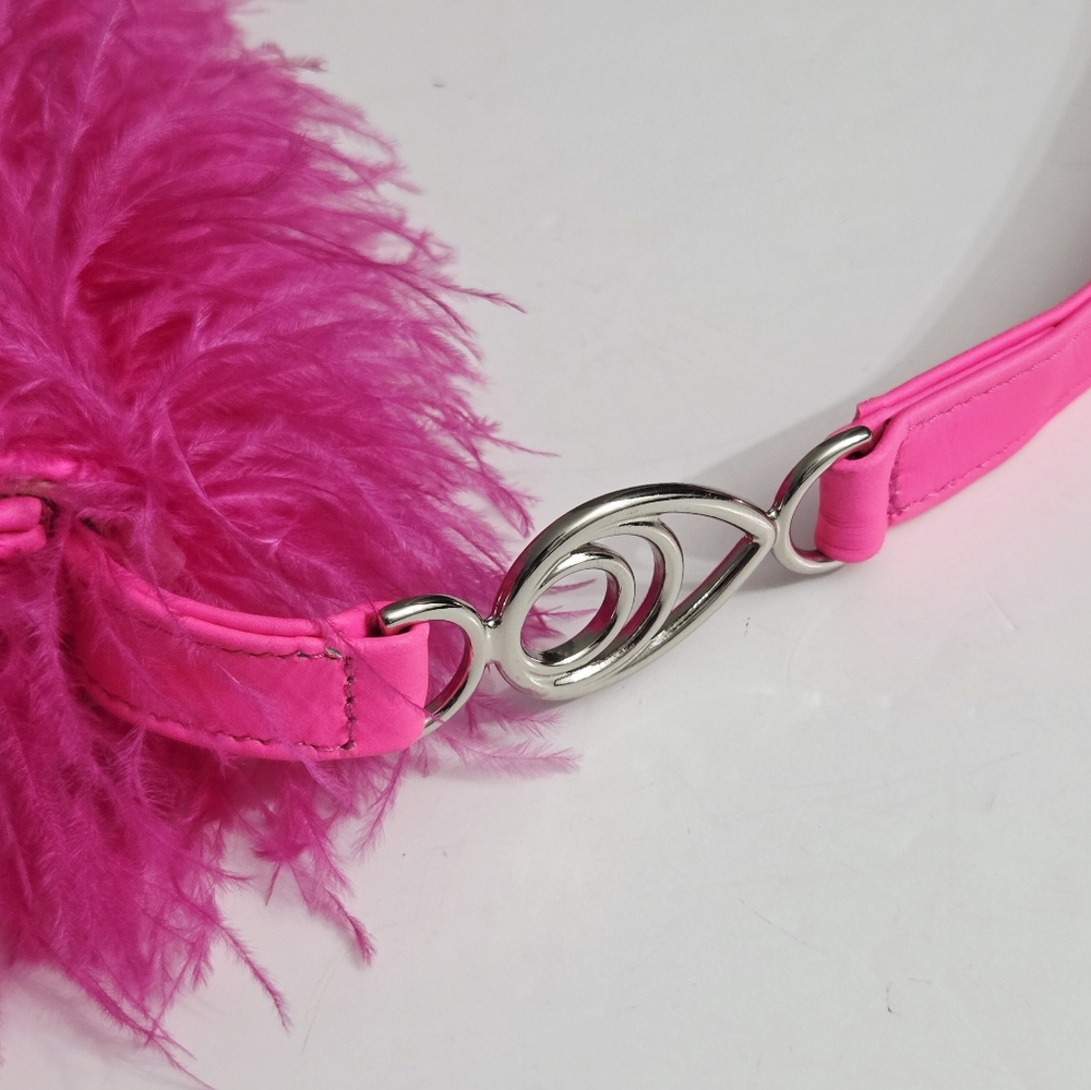 BROTHER VELLIES LIJADU OSTRICH FEATHER SHOULDER BAG IN HOT PINK - Picture 4 of 10